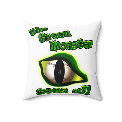 green monster - Spun Polyester Square Pillow - (white)