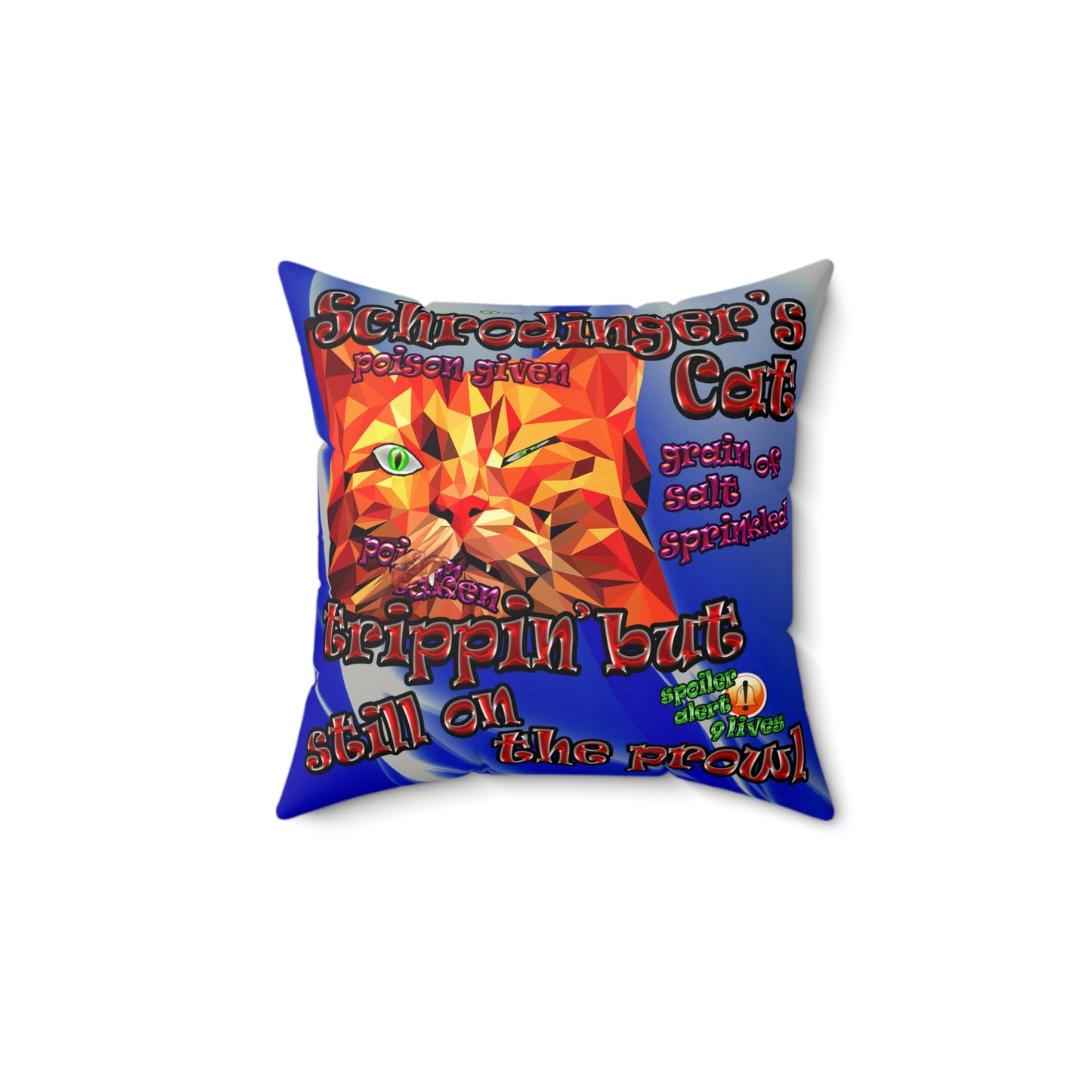 schrodinger's cat - Faux Suede Square Pillow - (blue-white wave)