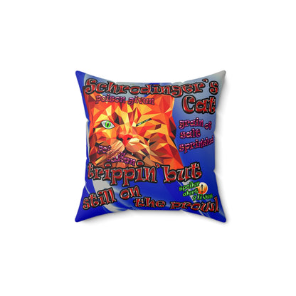 schrodinger's cat - Faux Suede Square Pillow - (blue-white wave)
