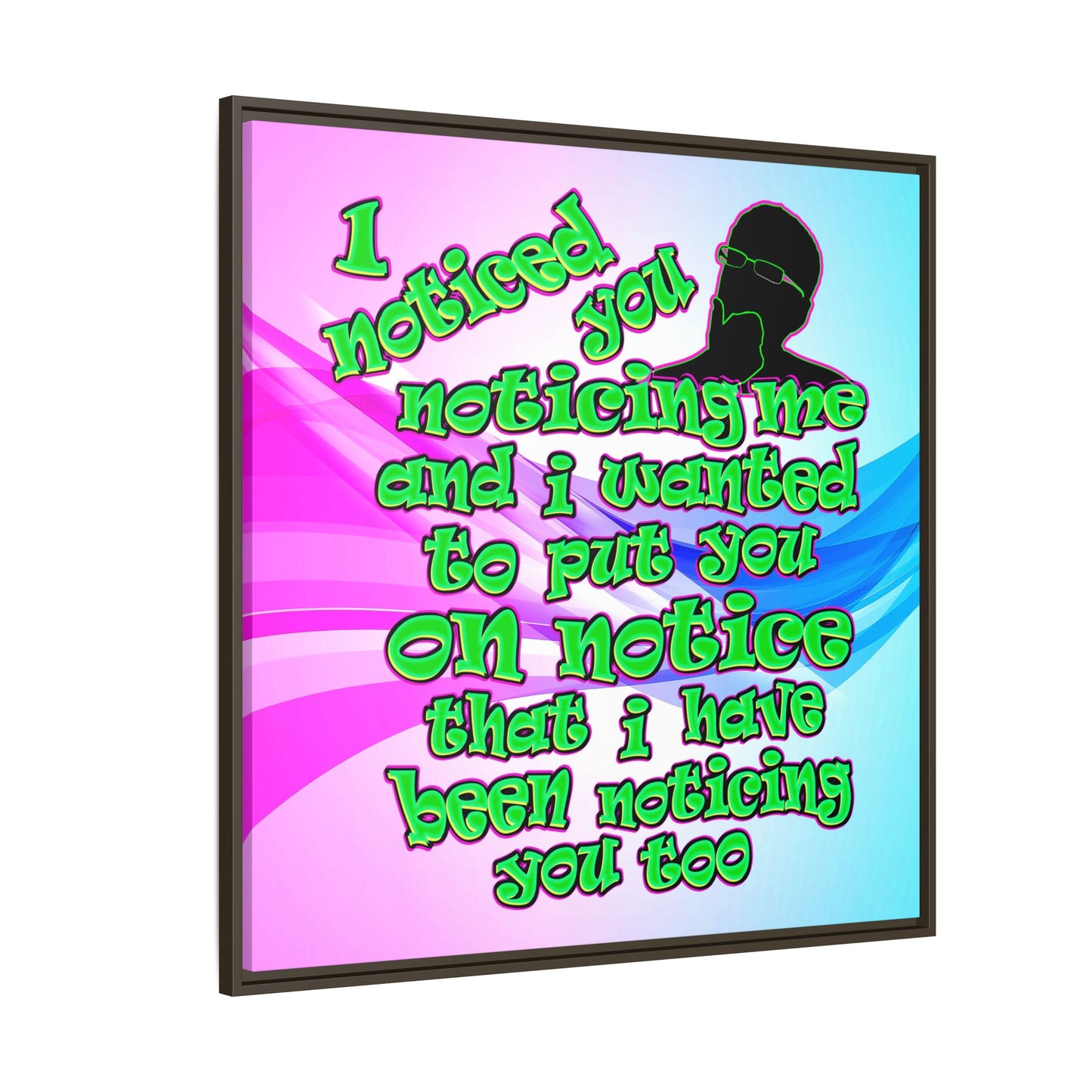 noticed you noticing - framed canvas art (light blue-pink wave)