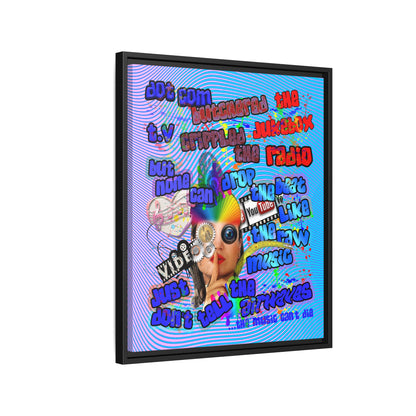 drop the beat - framed canvas art (light blue-purple wave)