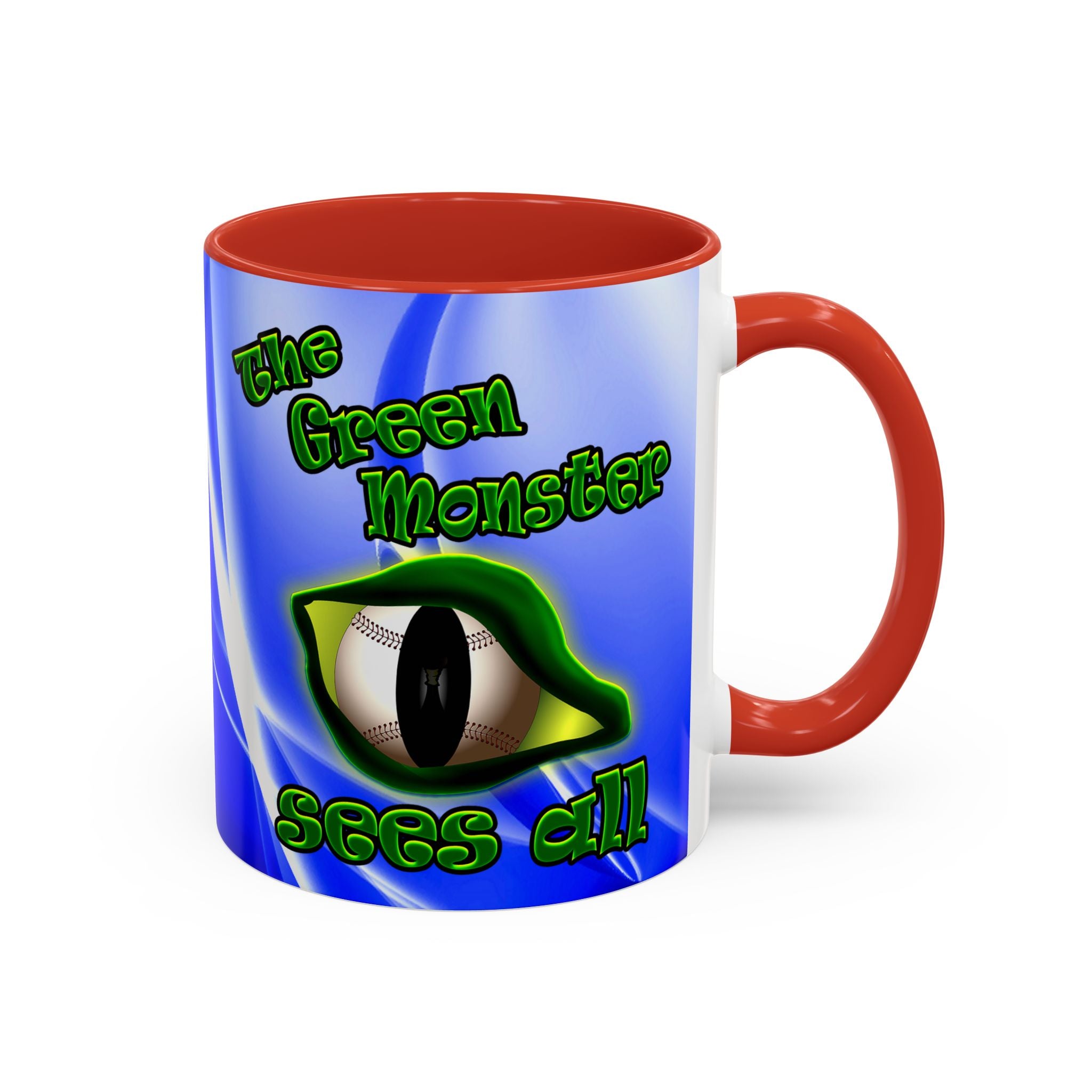 green monster - Accent Mug (blue-white wave)