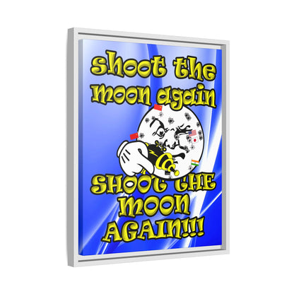 shoot the moon again - framed canvas art (blue-white wave)