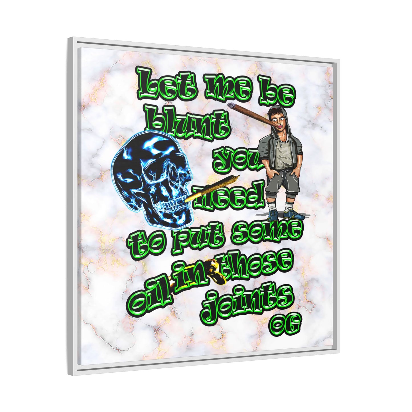 og - framed canvas art (white marble)