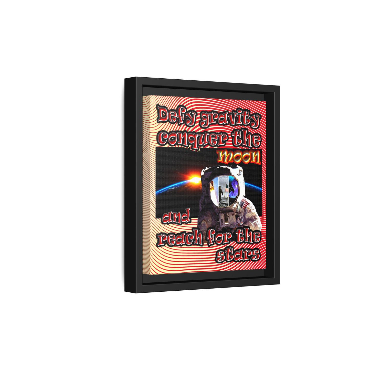 defy conquer reach - framed canvas art (yellow-orange wave)