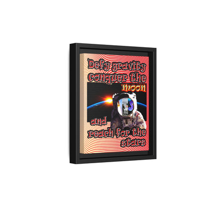 defy conquer reach - framed canvas art (yellow-orange wave)