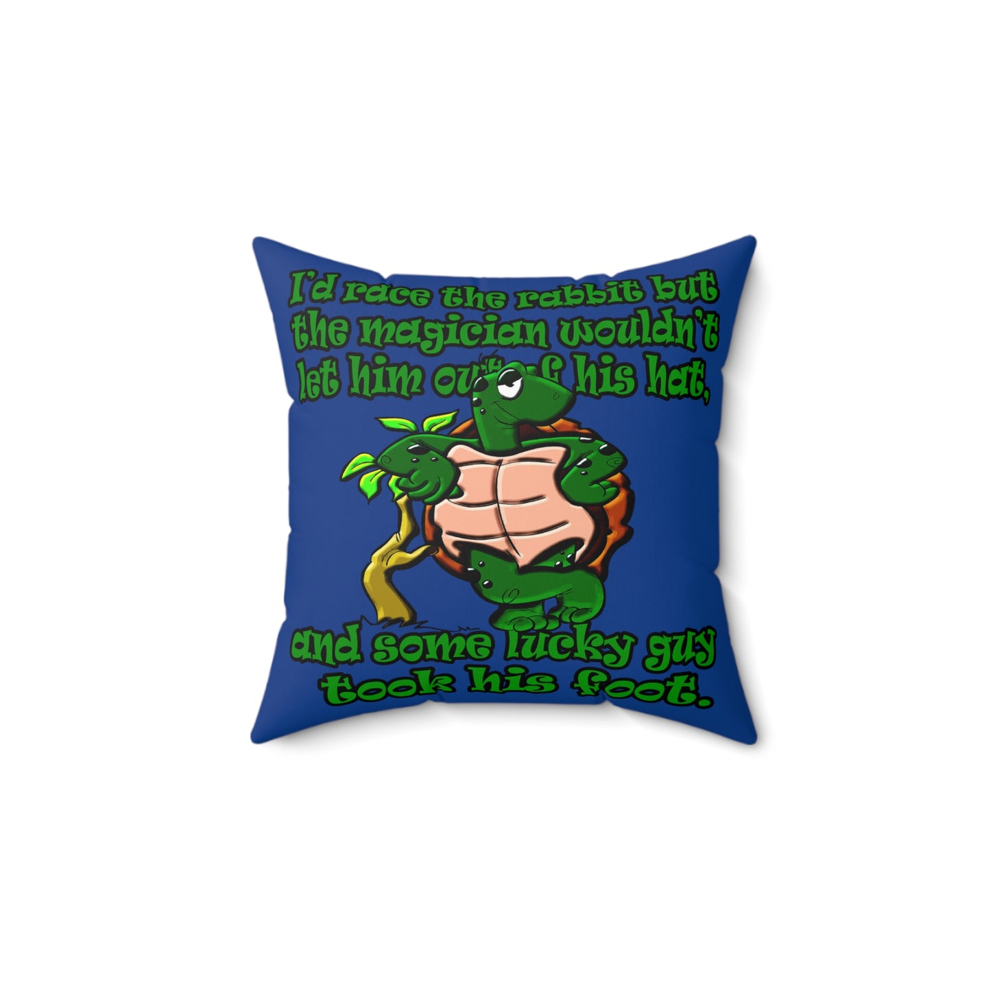 turtle race - Spun Polyester Square Pillow - (dark blue)