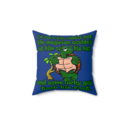 turtle race - Spun Polyester Square Pillow - (dark blue)