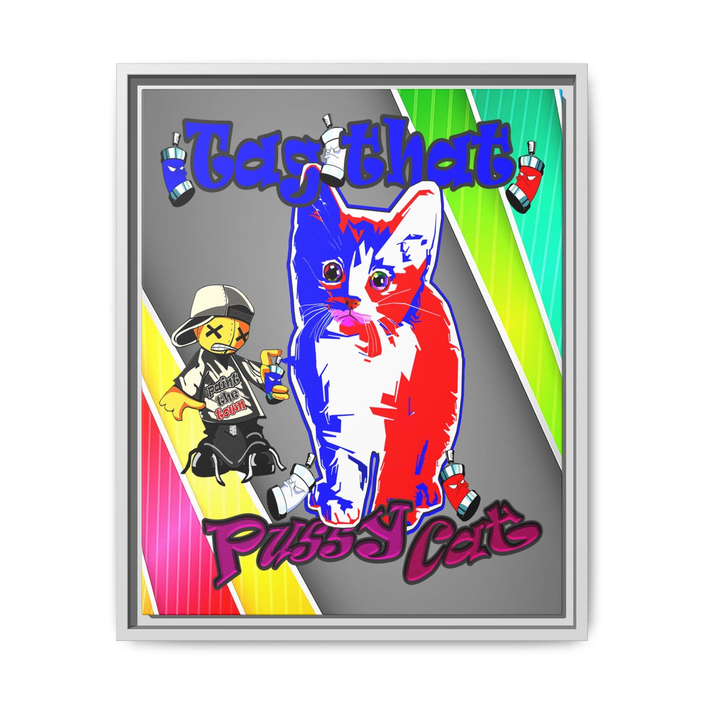 tag that - framed canvas art (rainbow split)