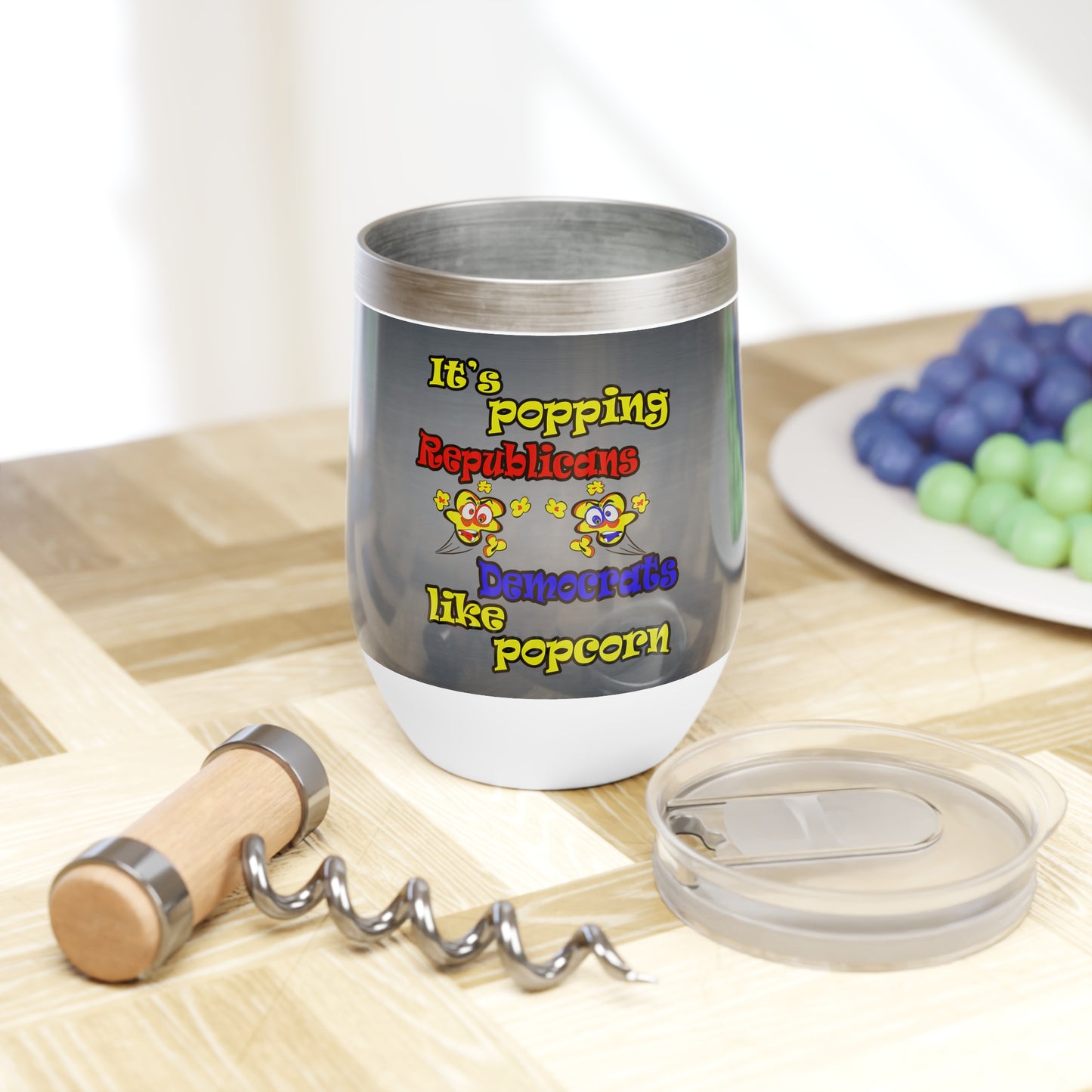 popping like popcorn - Chill Wine Tumbler (grey-light grey)