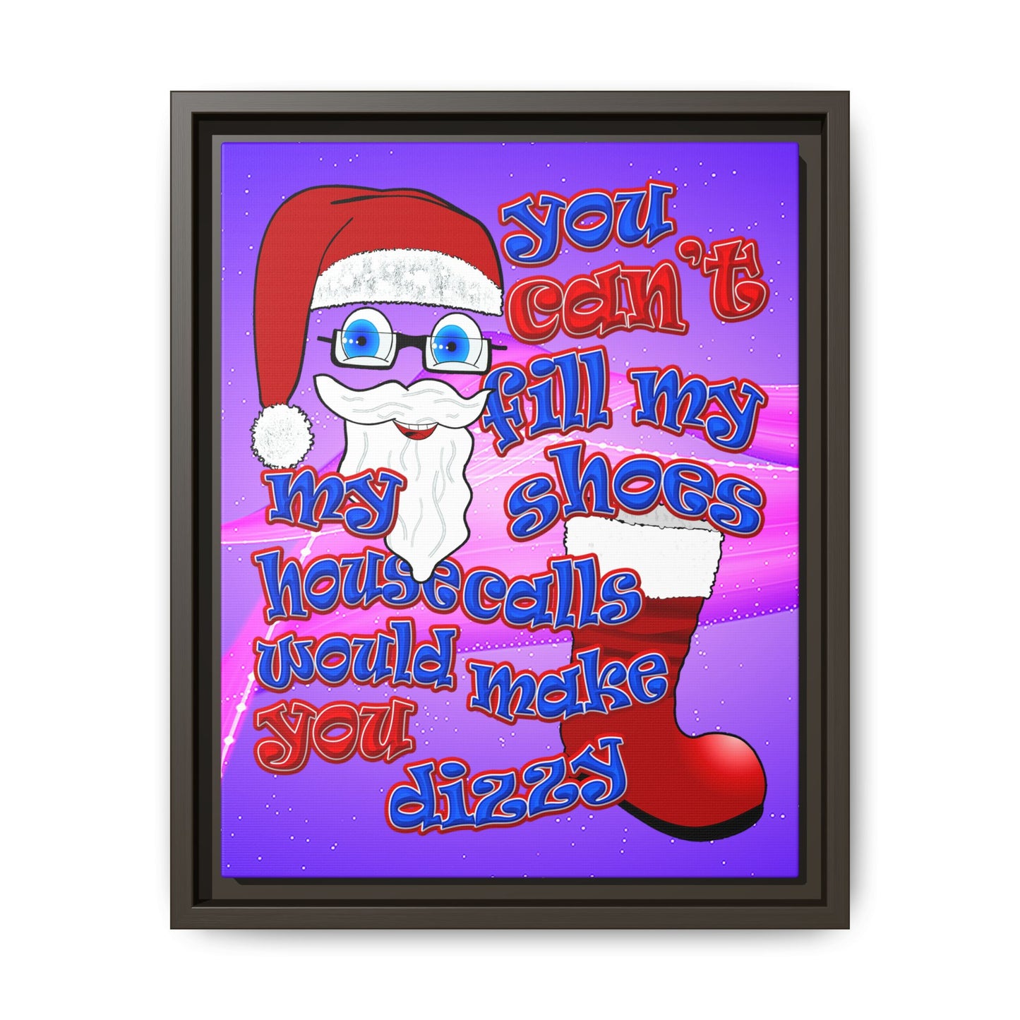 santa's shoes - framed canvas art (purple-pink wave)