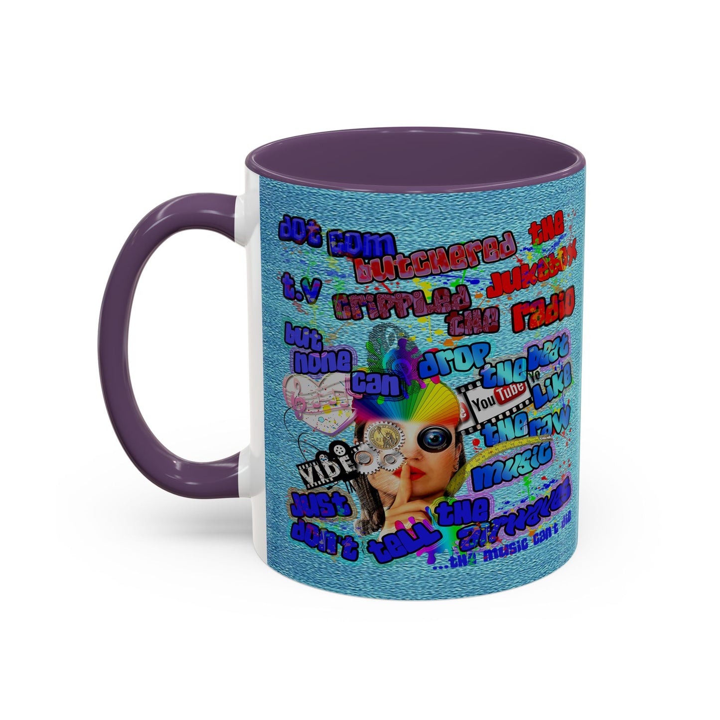 drop the beat - Accent Mug (faded blue)