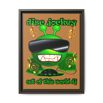 disc jockey - framed canvas art (light brown)