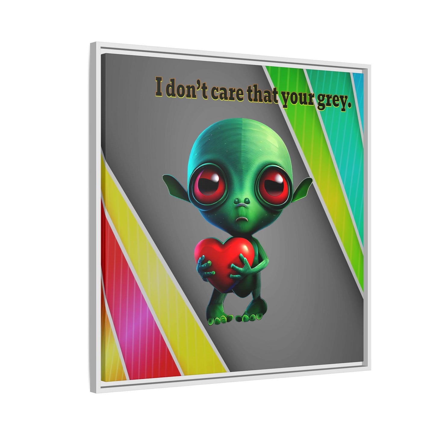 I don't care that your grey - framed canvas art (rainbow split)