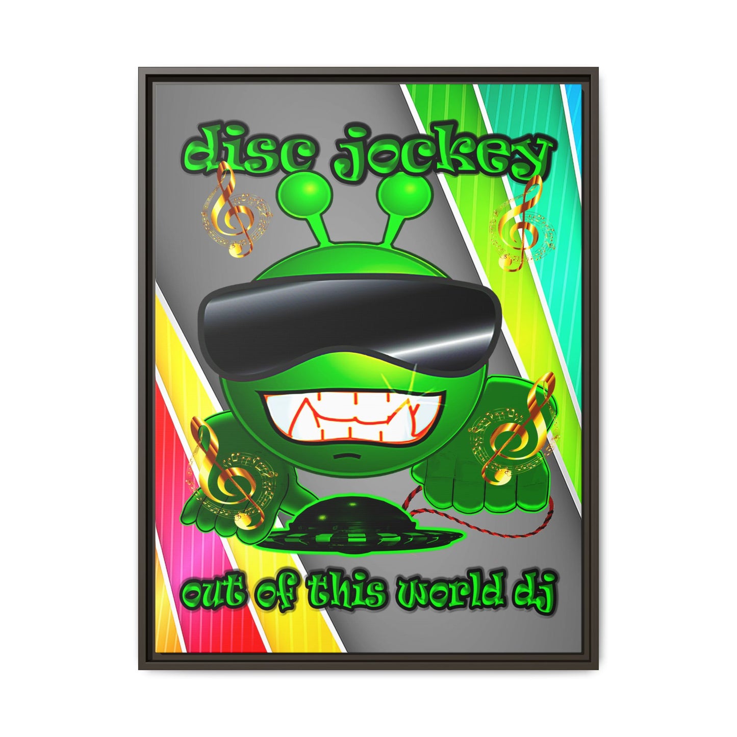 disc jockey - framed canvas art (rainbow split)