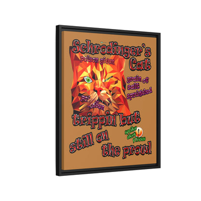 schrodinger's cat - framed canvas art (light brown)