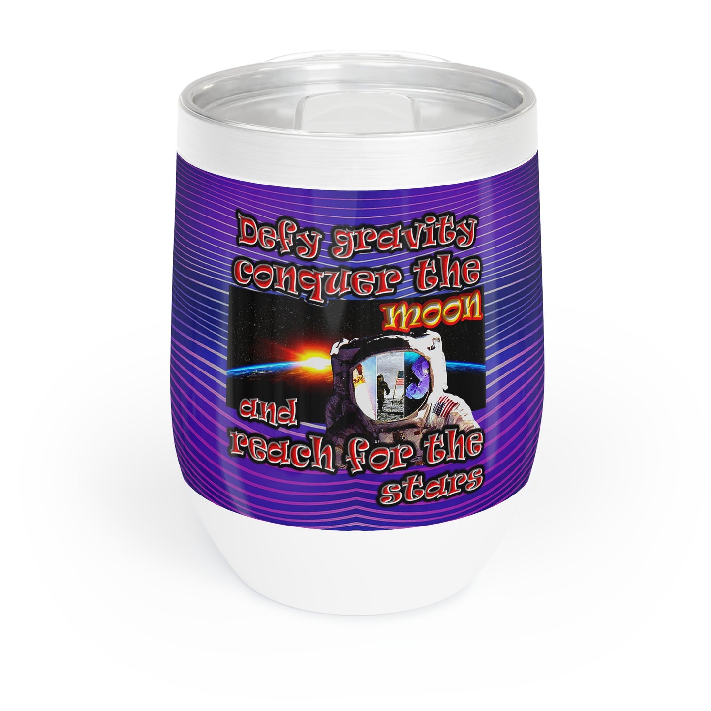 defy conquer reach - Chill Wine Tumbler (purple wave)