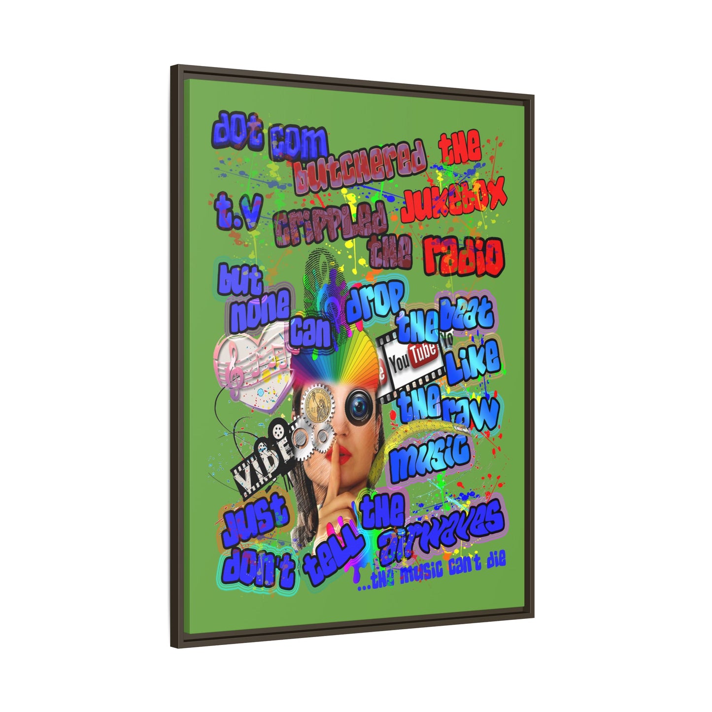 drop the beat - framed canvas art (green)