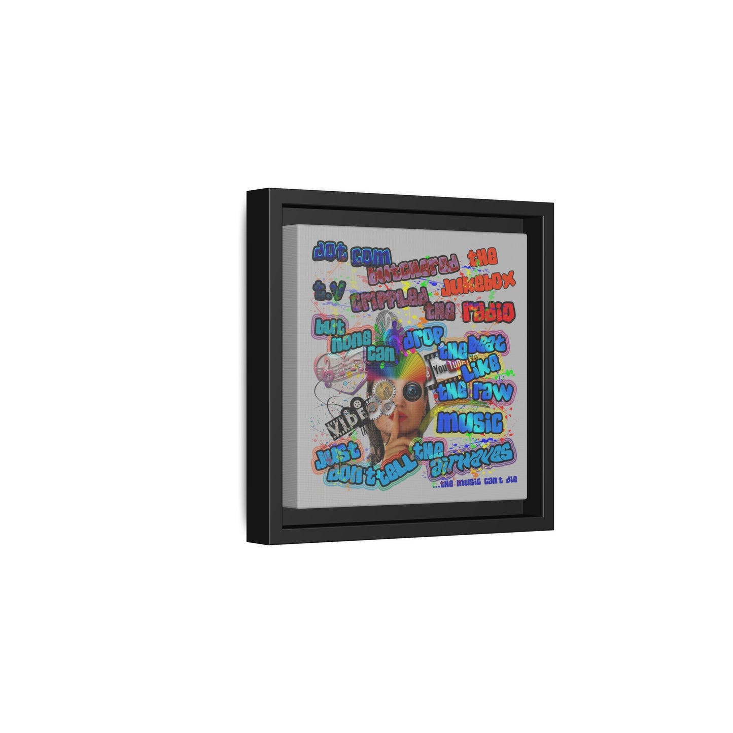 drop the beat - framed canvas art (light grey)