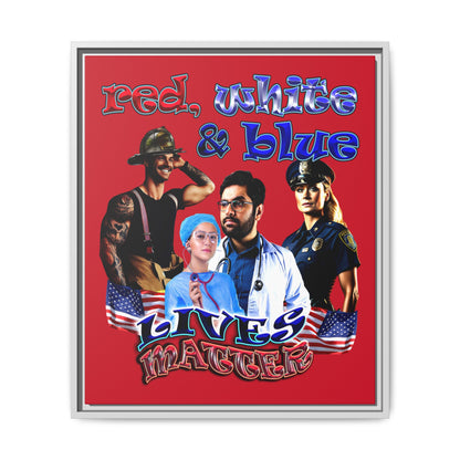 rw&b lives matter - framed canvas art (dark red)