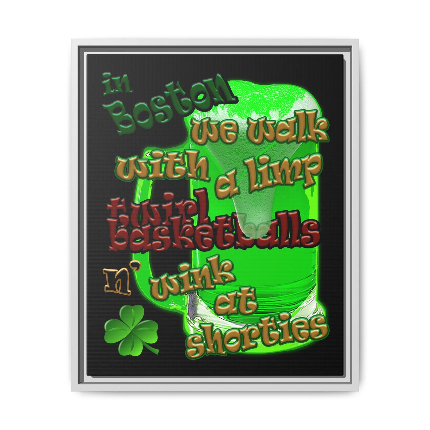 celtics logo - framed canvas art (black)