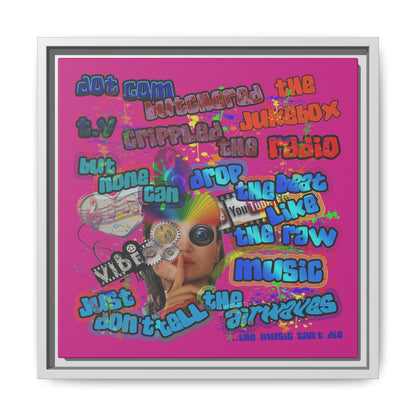 drop the beat - framed canvas art (pink)