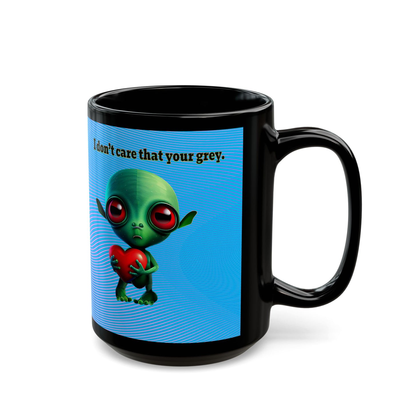 I don't care that your grey - Black Mug (light blue-purple wave)