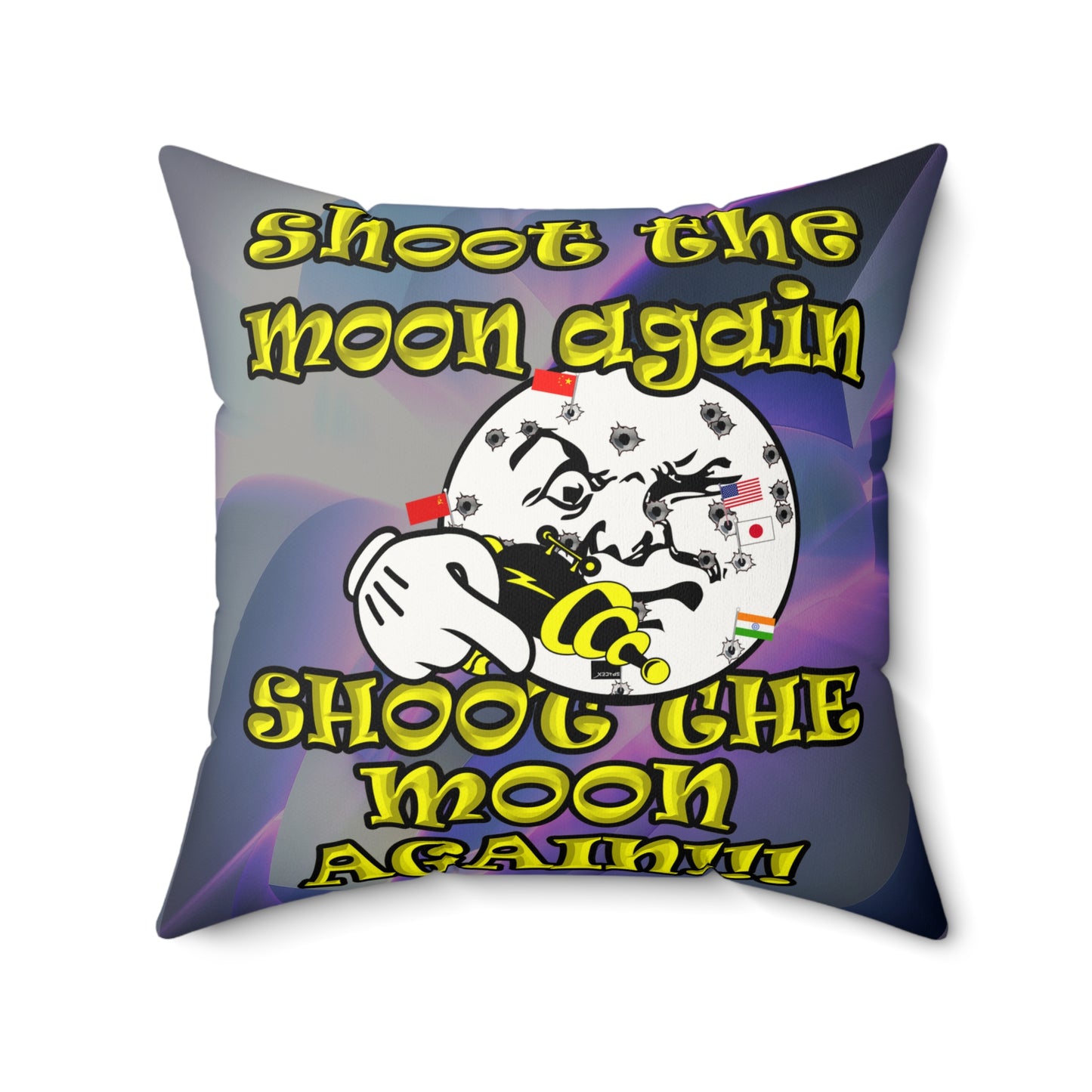 shoot the moon again - Faux Suede Square Pillow - (grey-pink wave)