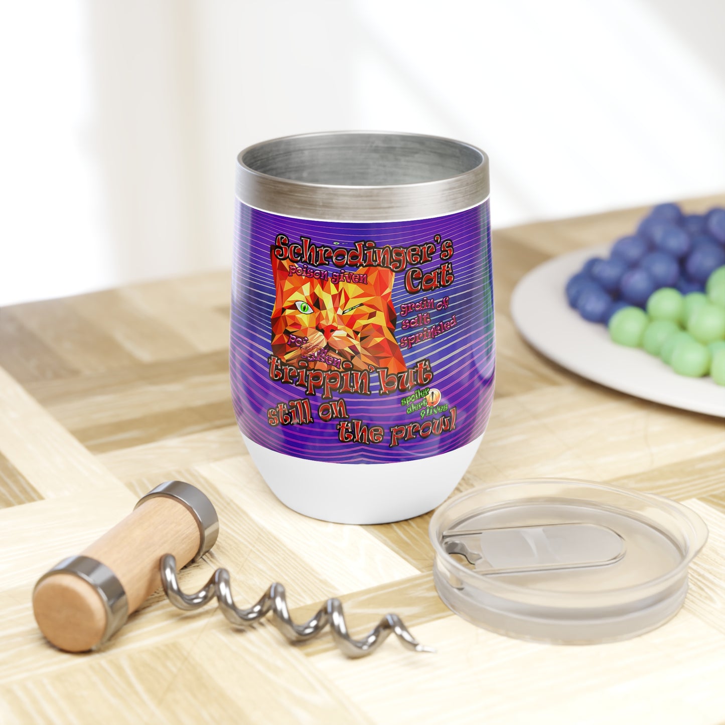 schrodinger's cat - Chill Wine Tumbler (purple wave)