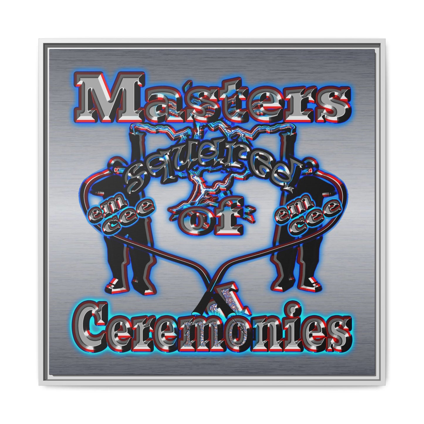 em cee squared - framed canvas art (brushed nickel)