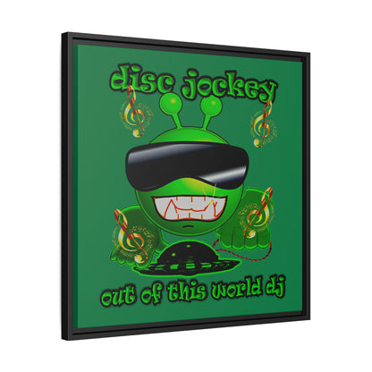 disc jockey - framed canvas art (dark green)