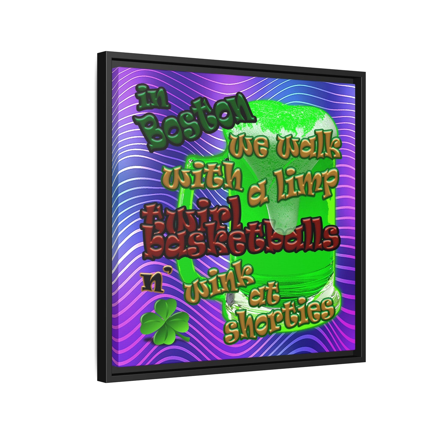 celtics logo - framed canvas art (purple wave)