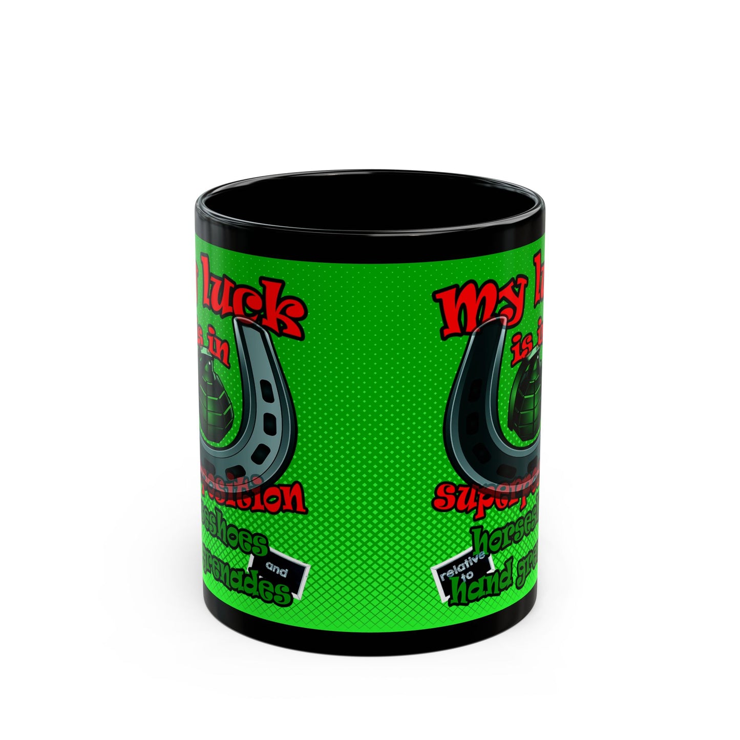 my luck - Black Mug (logo green)