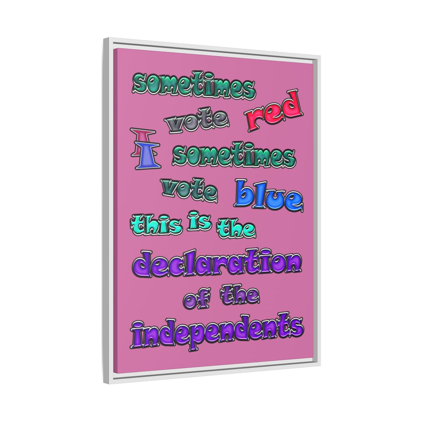 declaration of the independents - framed canvas art (light pink)