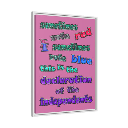 declaration of the independents - framed canvas art (light pink)