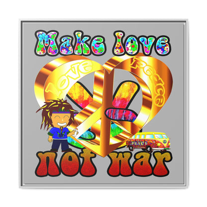 love peace - framed canvas art (light grey)