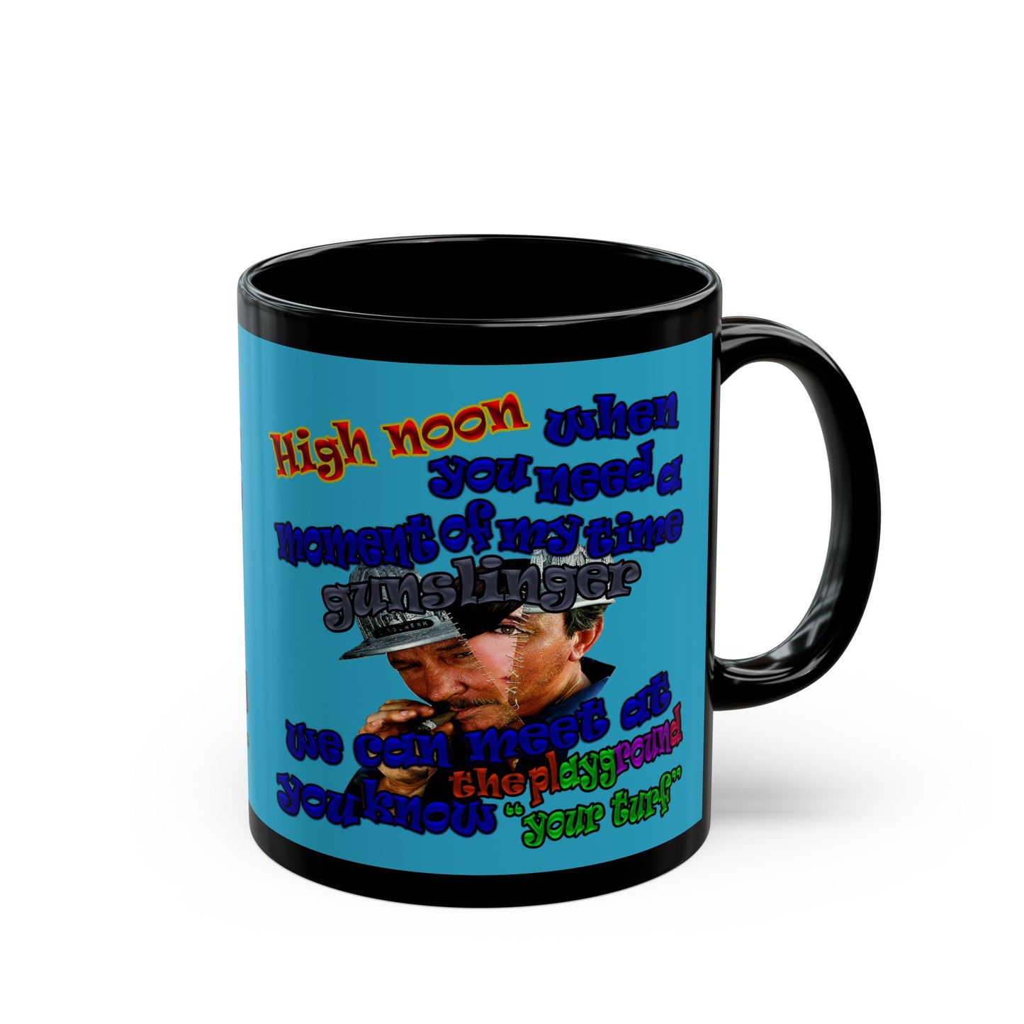 high noon - Black Mug (turquoise)