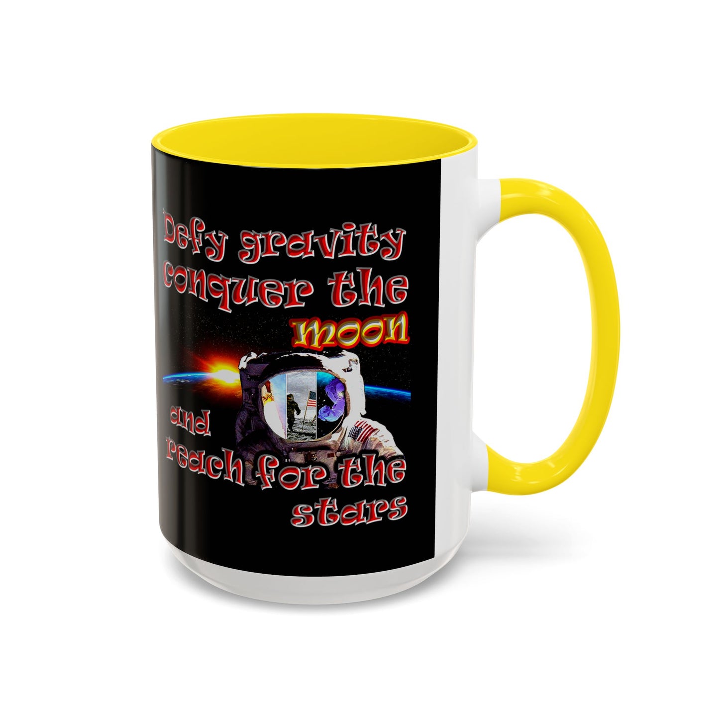 defy conquer reach - Accent Mug (black)