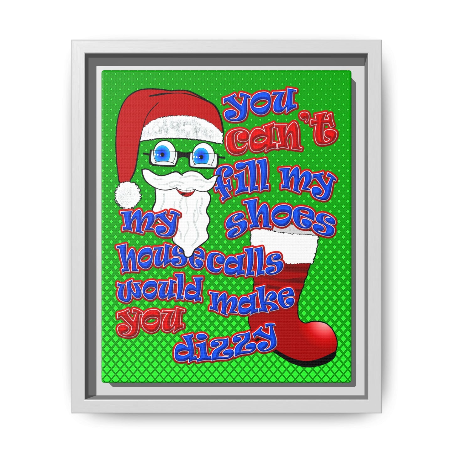 santa's shoes - framed canvas art (logo green)