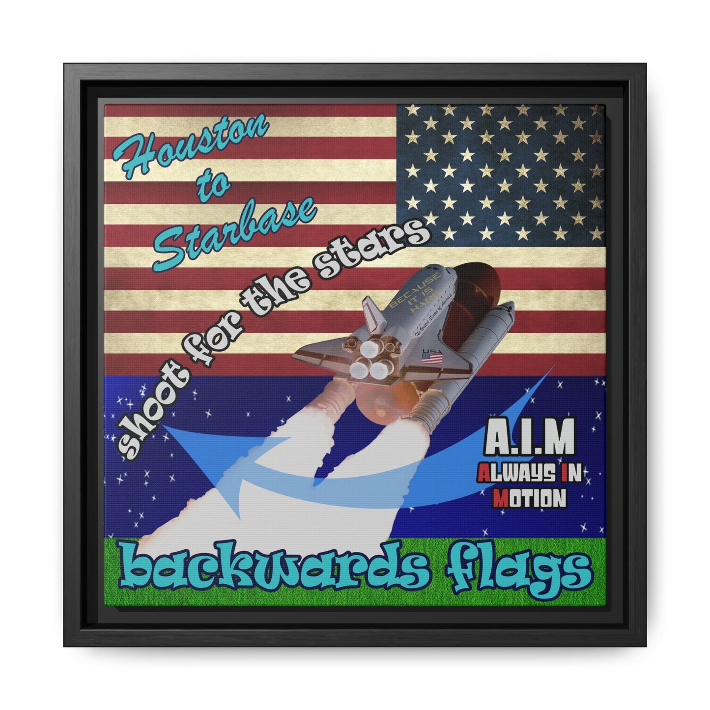 shoot for the stars - framed canvas art ('snoops' background)