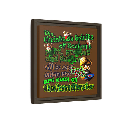 christmas spirits of boston - framed canvas art (brown)