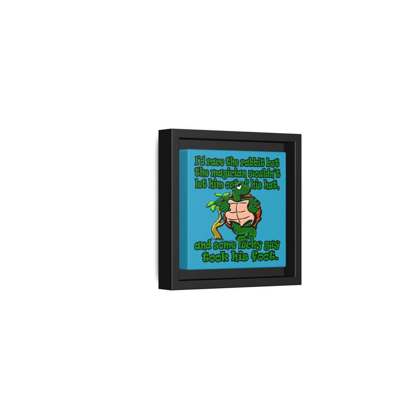 turtle race - framed canvas art (turquoise)