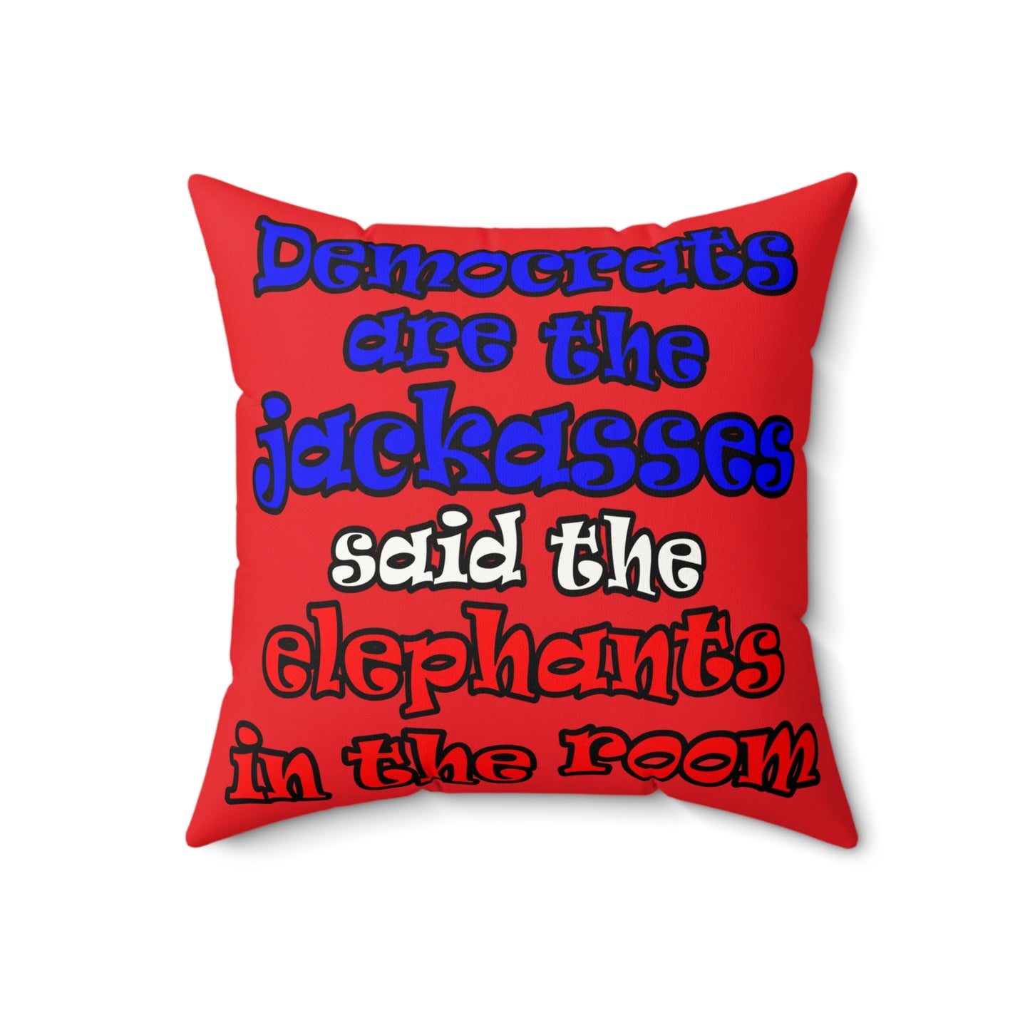 donkeys and elephants - Faux Suede Square Pillow - (red)