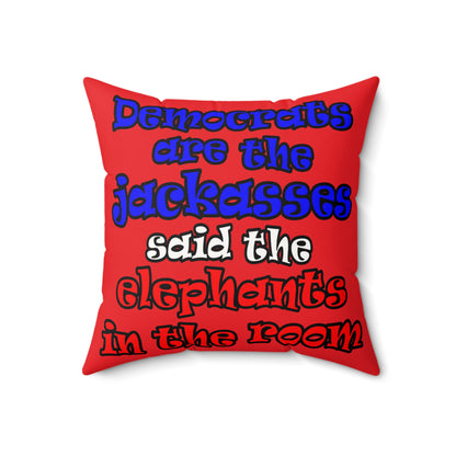 donkeys and elephants - Faux Suede Square Pillow - (red)