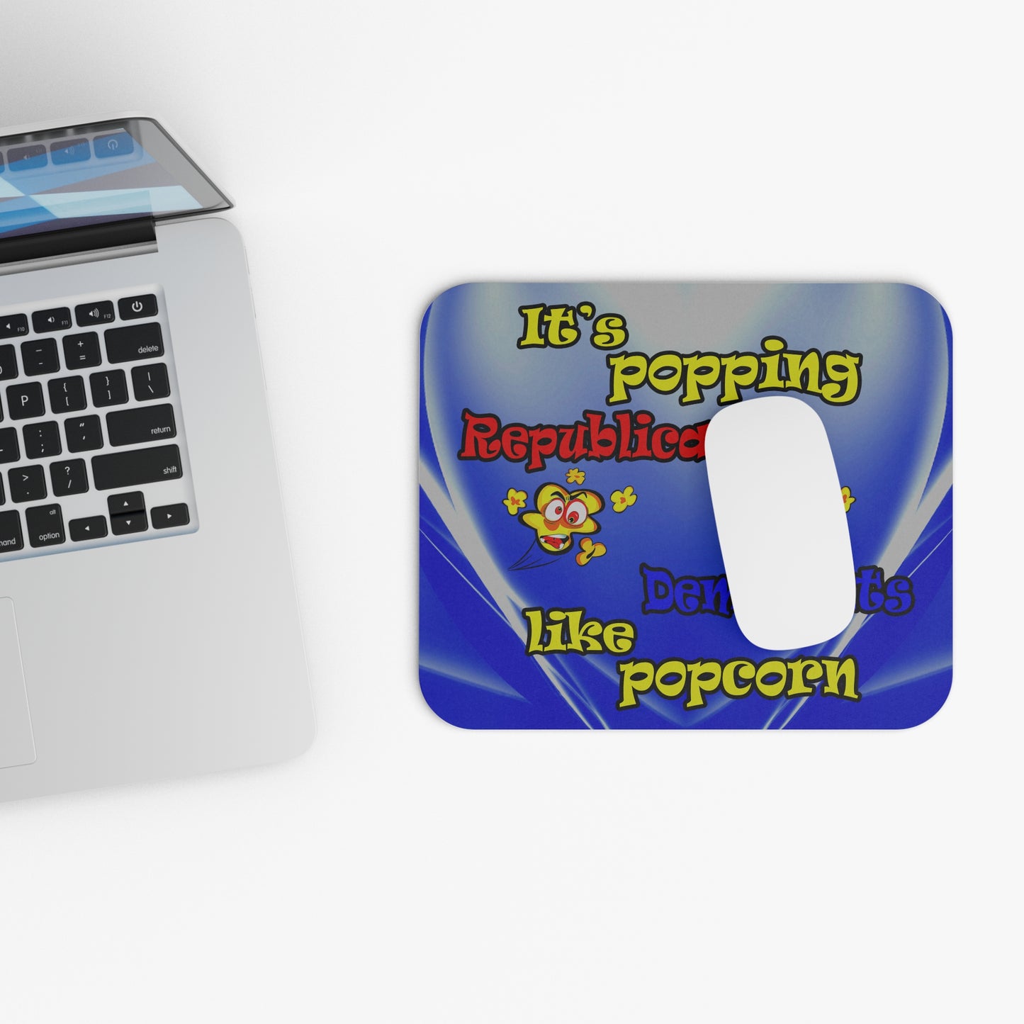 popping like popcorn - Mouse Pad (Rectangle) (blue-white wave)