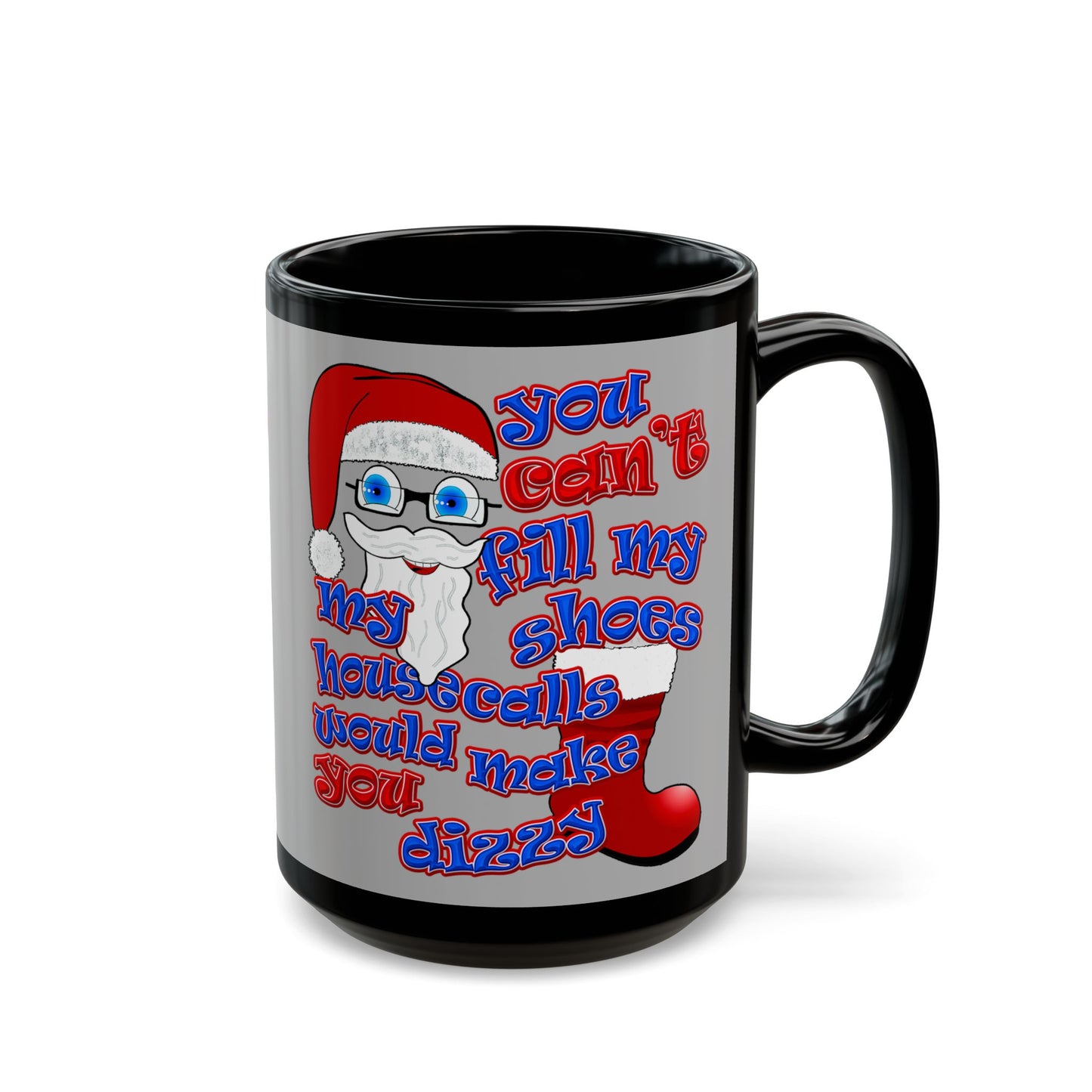 santa's shoes - Black Mug (light grey)