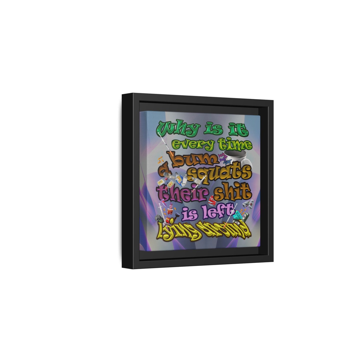 the bum's shit - framed canvas art (grey-pink wave)
