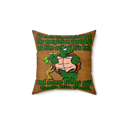 turtle race - Faux Suede Square Pillow - (dichromatic brown papyrus)