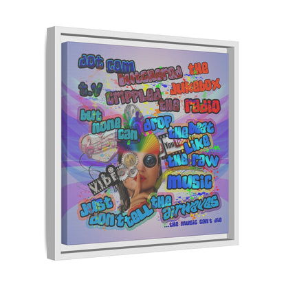 drop the beat - framed canvas art (light blue-pink wave)