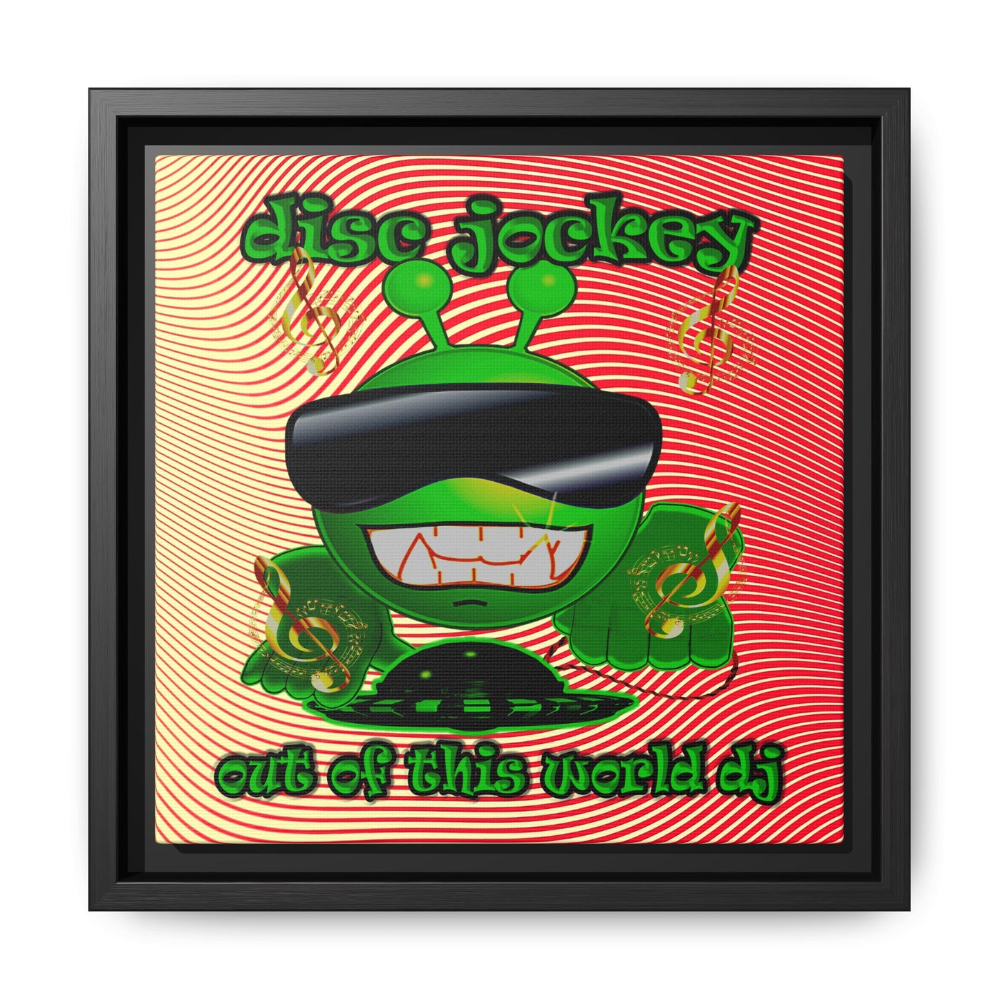 disc jockey - framed canvas art (yellow-orange wave)